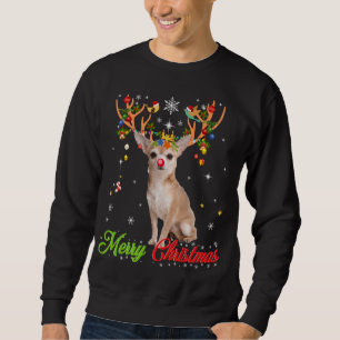 Funny Chihuahua Dog With Antlers Merry Christmas T Sweatshirt