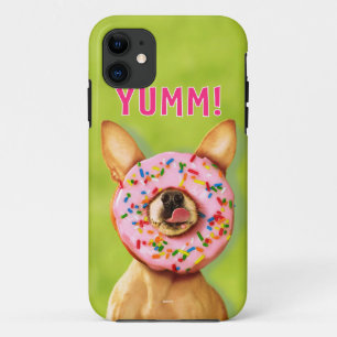 Funny Chihuahua Dog with Sprinkle Doughnut on Nose iPhone 11 Case