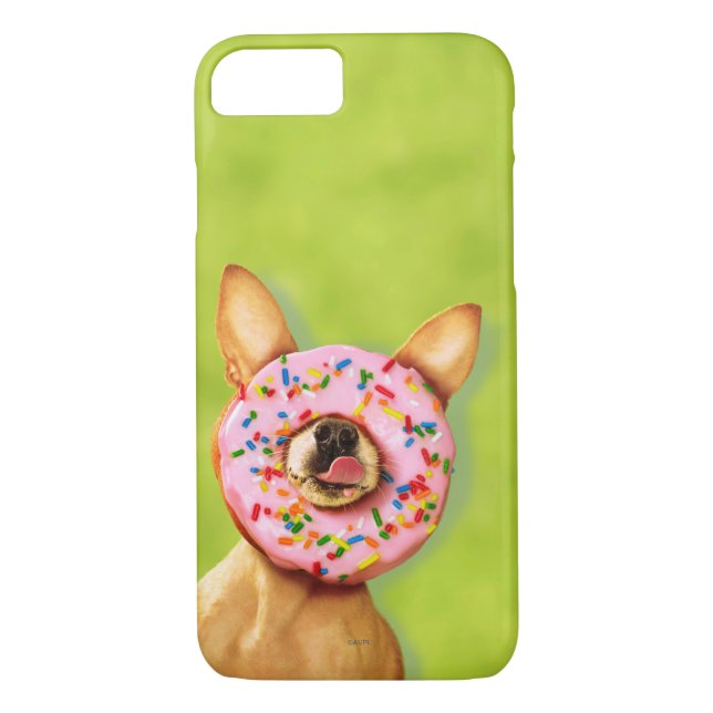 Funny Chihuahua Dog with Sprinkle Doughnut on Nose Case-Mate iPhone Case (Back)