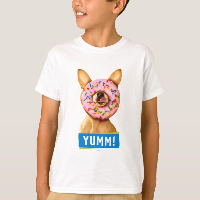 Funny Chihuahua Dog with Sprinkle Doughnut on Nose T-Shirt (Front)