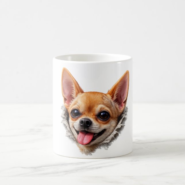 Funny Chihuahua Face 3D Design – Cute Dog Meme  Coffee Mug (Center)