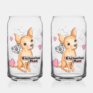 Funny Chihuahua Gift for Pet Moms Can Glass
