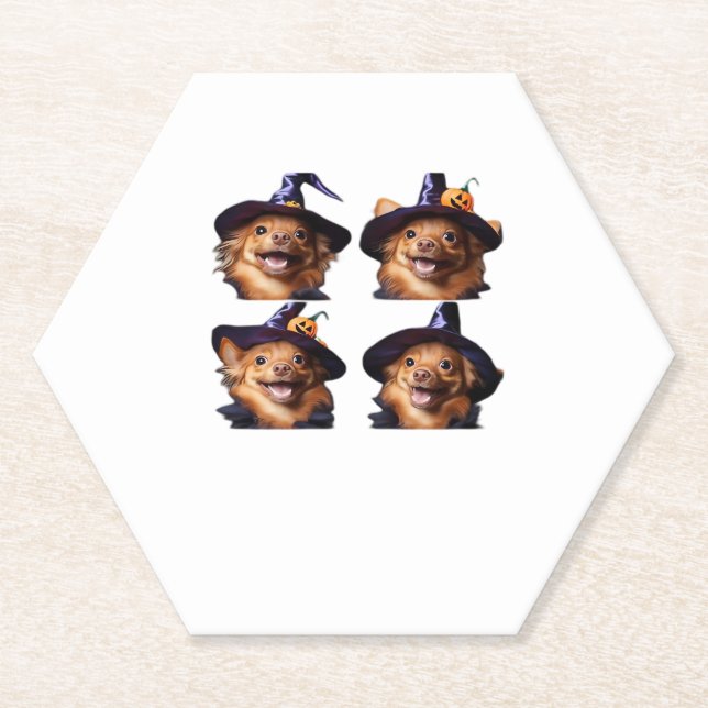 Funny Chihuahua Halloween Witch Costume � Cute Dog Paper Coaster (Front)
