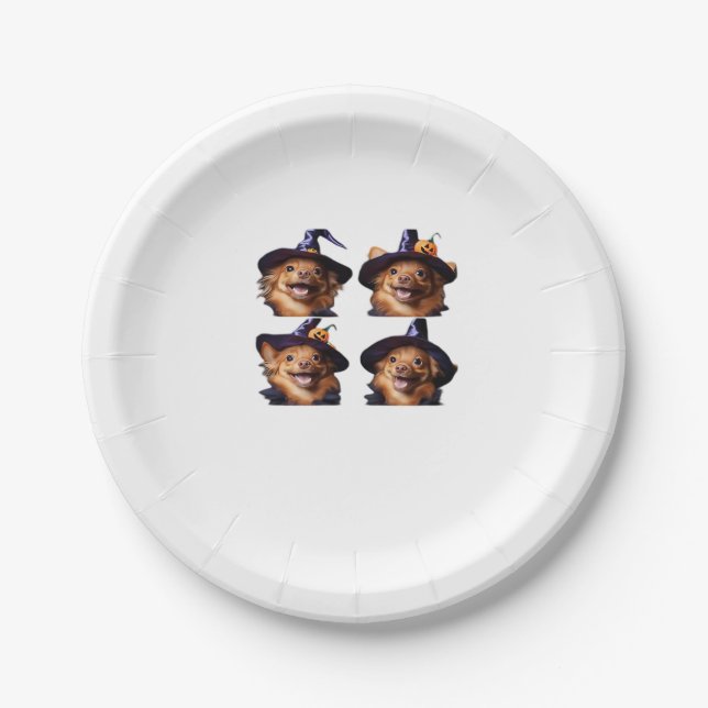 Funny Chihuahua Halloween Witch Costume � Cute Dog Paper Plate (Front)