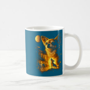 Funny Chihuahua Howling Moon Mystical Graphic Art Coffee Mug