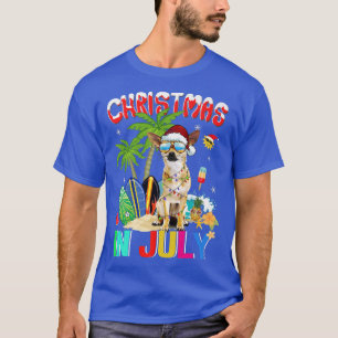 Funny Chihuahua in Santa Hat Sunglasses Christmas  T-Shirt