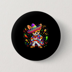 Funny chihuahua mexican sombrero dog cinco de mayo 6 cm round badge