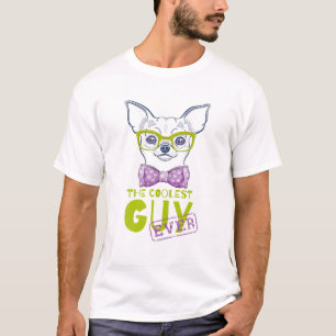 Funny Chihuahua Nerd Puppy Hipster Ladies Mens Dog T-Shirt