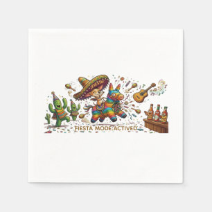 Funny Chihuahua Riding Piñata Fiesta Birthday Napkin