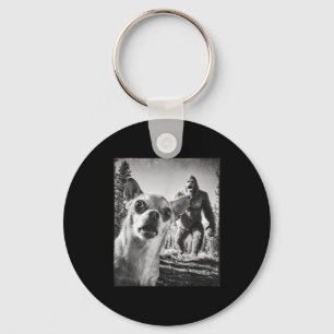 Funny Chihuahua Selfie With Bigfoot Sasquatch Cryp Key Ring