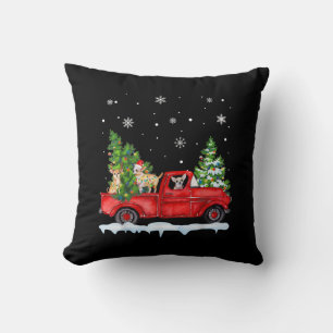 Funny Chihuahua With Red Truck Christmas Holiday Cushion