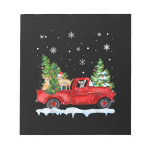 Funny Chihuahua With Red Truck Christmas Holiday Notepad