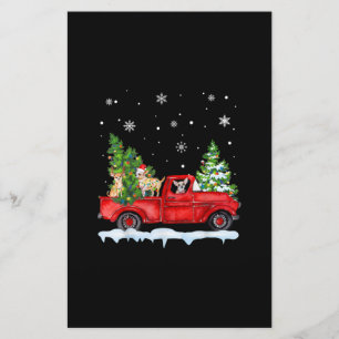 Funny Chihuahua With Red Truck Christmas Holiday Stationery