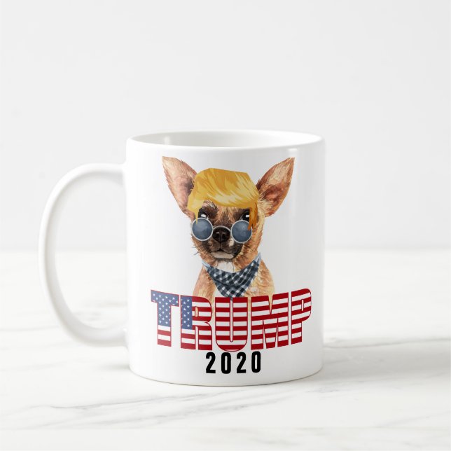 Funny Chihuahua With Trump Hair Coffee Mug (Left)