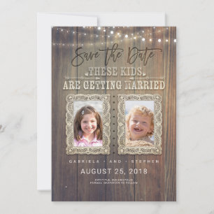 Funny Childhood Photos   Rustic Wood Save the Date