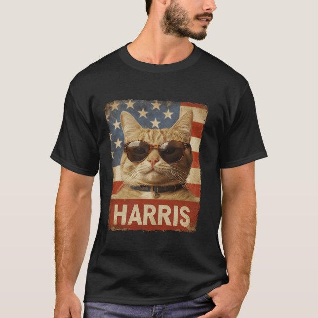 Funny Childless Cat Ladies For Harris 2024 T Shirt (Front)