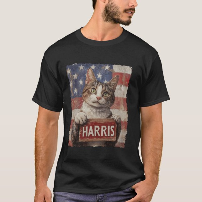 Funny Childless Cat Ladies For Harris 2024 T Shirt (Front)