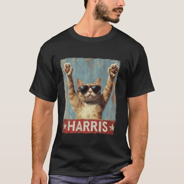 Funny Childless Cat Ladies For Harris 2024 T Shirt (Front)