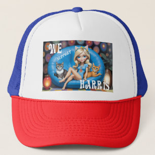 Funny Childless Cat Ladies KAMALA 2024  Trucker Hat