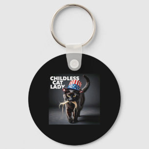 Funny Childless Cat Lady Trump Hair Easy Halloween Key Ring