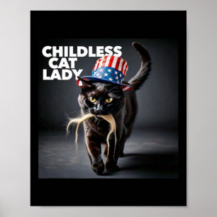 Funny Childless Cat Lady Trump Hair Easy Halloween Poster