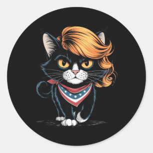 Funny Childless Cat Lady With Trump Hair Vote Kama Classic Round Sticker