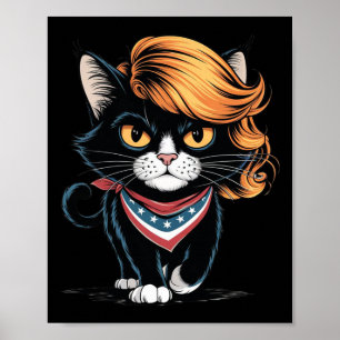 Funny Childless Cat Lady With Trump Hair Vote Kama Poster
