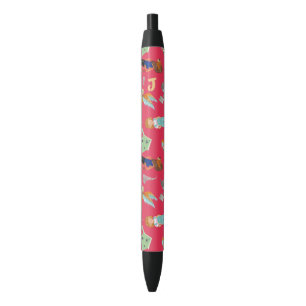 Funny children's characters on red black ink pen