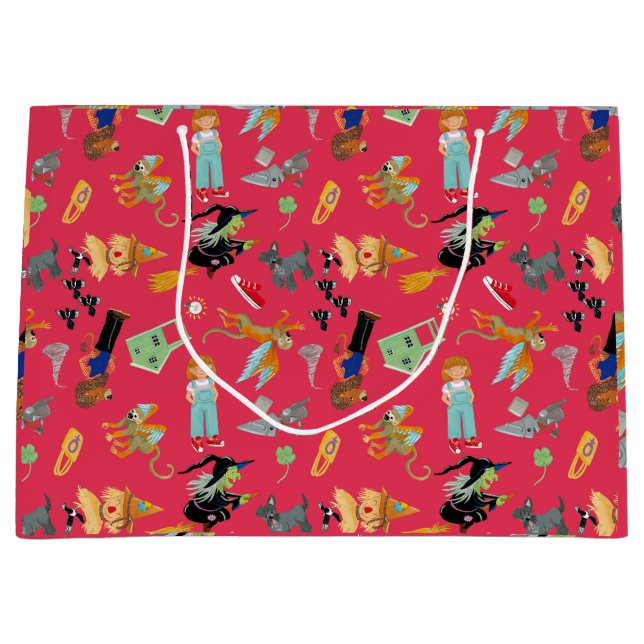 Funny children's characters on red large gift bag (Front)