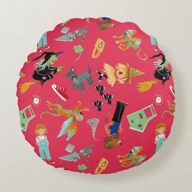 Funny children's characters round cushion (Front)