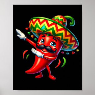 Funny chili dabbing cinco de mayo boys kids mexica poster