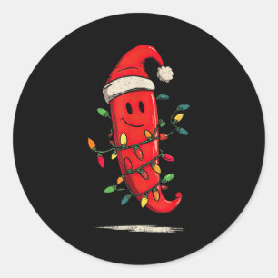 Funny Chili Pepper Christmas Graphics Lights Lover Classic Round Sticker