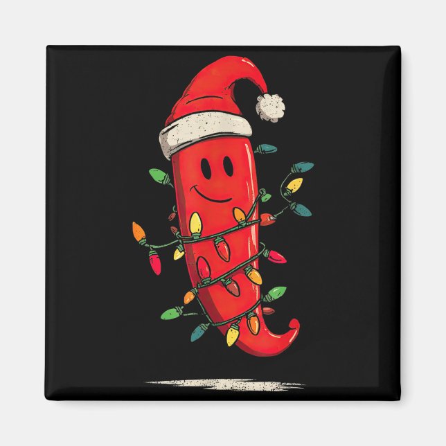 Funny Chili Pepper Christmas Graphics Lights Lover Magnet (Front)