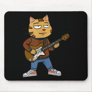 Funny Chill Cat Playing A Guitar Guys Dad Rock &am Mouse Pad