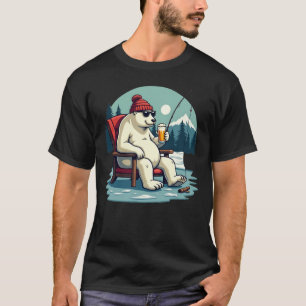 Funny Chill Polar Bear Beer Fishing Tee