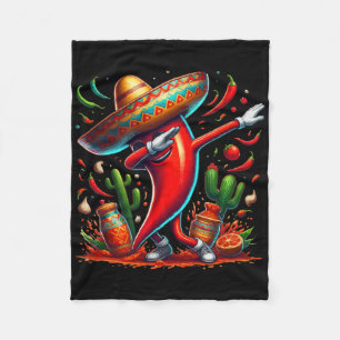 Funny Chilli Dabbing Hot Pepper Sombrero Cinco De Fleece Blanket