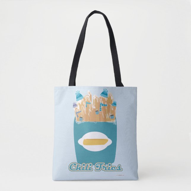 Funny Chilli Fries Silly Food Cartoon Pun Tote Bag (Front)