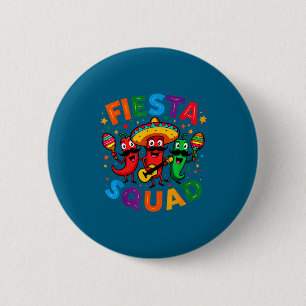 Funny chilli peppers fiesta squad cinco de mayo 6 cm round badge