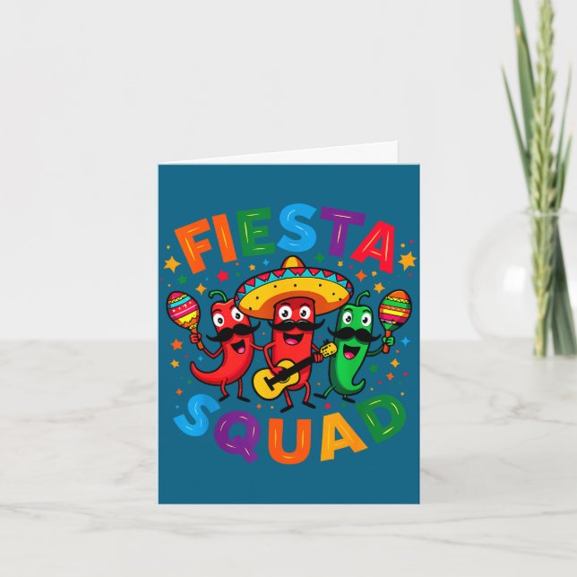 Funny chilli peppers fiesta squad cinco de mayo card (Front)
