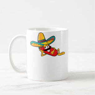 Funny Chilli Vibes Pepper With Sombrero Moustache Coffee Mug