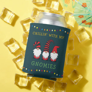 Funny Chillin' With My Gnomies Christmas Pun    Can Cooler