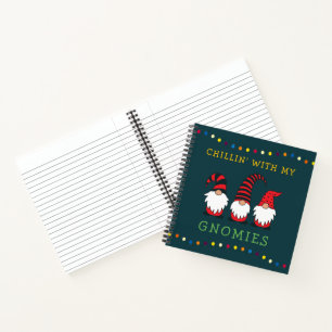 Funny Chillin' With My Gnomies Christmas Pun    Notebook