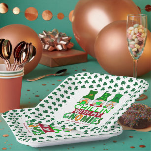 Funny Chillin with My Gnomies St Patricks Day Paper Plate