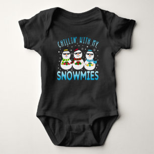 Funny Chillin' With My Snowmies Christmas Baby Bodysuit