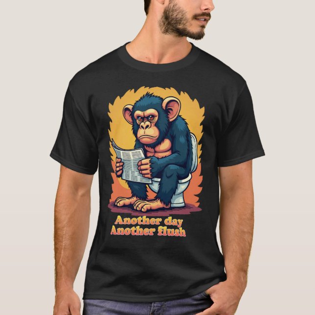 Funny Chimp Toilet Humour Tee (Front)