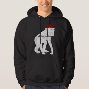 Funny Chimpanzee Animal Lover Santa Hat Chimpanzee Hoodie