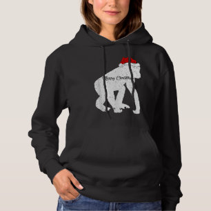 Funny Chimpanzee Animal Lover Santa Hat Chimpanzee Hoodie