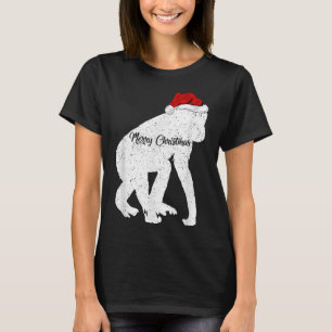 Funny Chimpanzee Animal Lover Santa Hat Chimpanzee T-Shirt