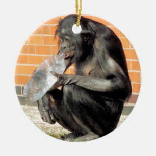 FUNNY CHIMPANZEE CERAMIC ORNAMENT