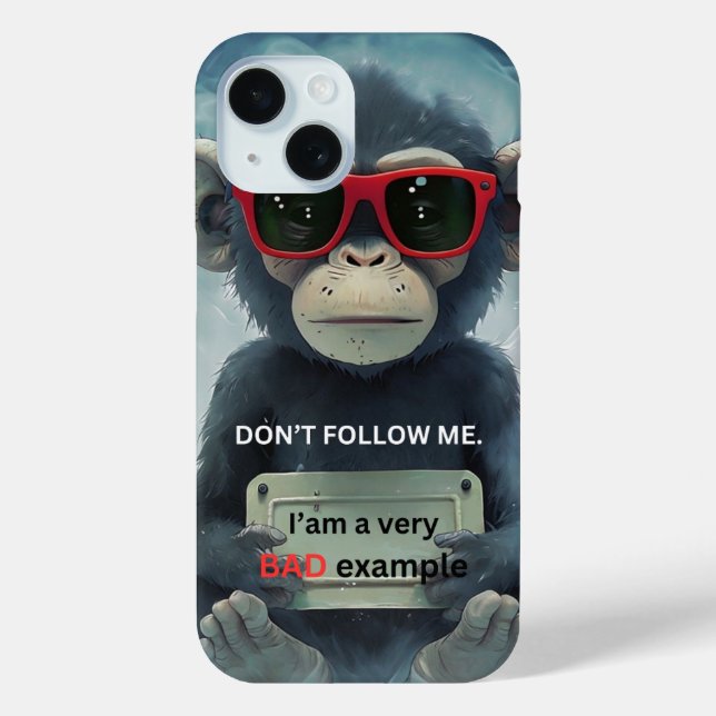 Funny Chimpanzee: don't follow me Case-Mate iPhone Case (Back)